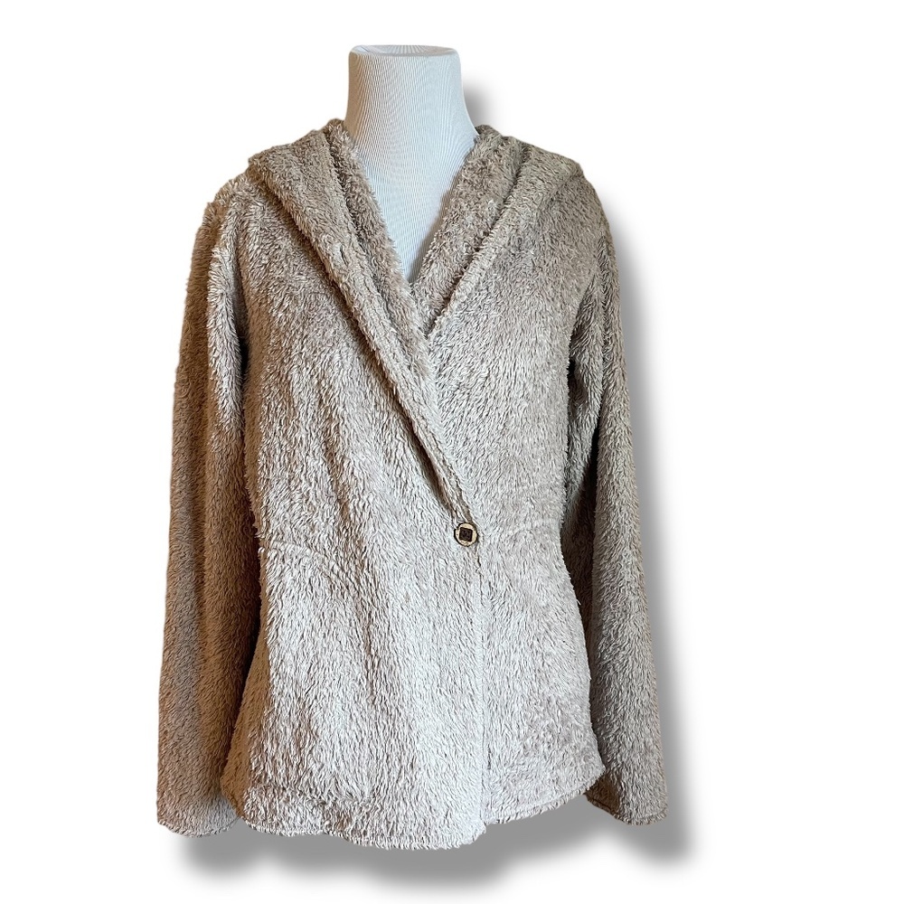 Patagonia Plush Pile Jacket Womens Beige Hooded Teddy Bear Wrap